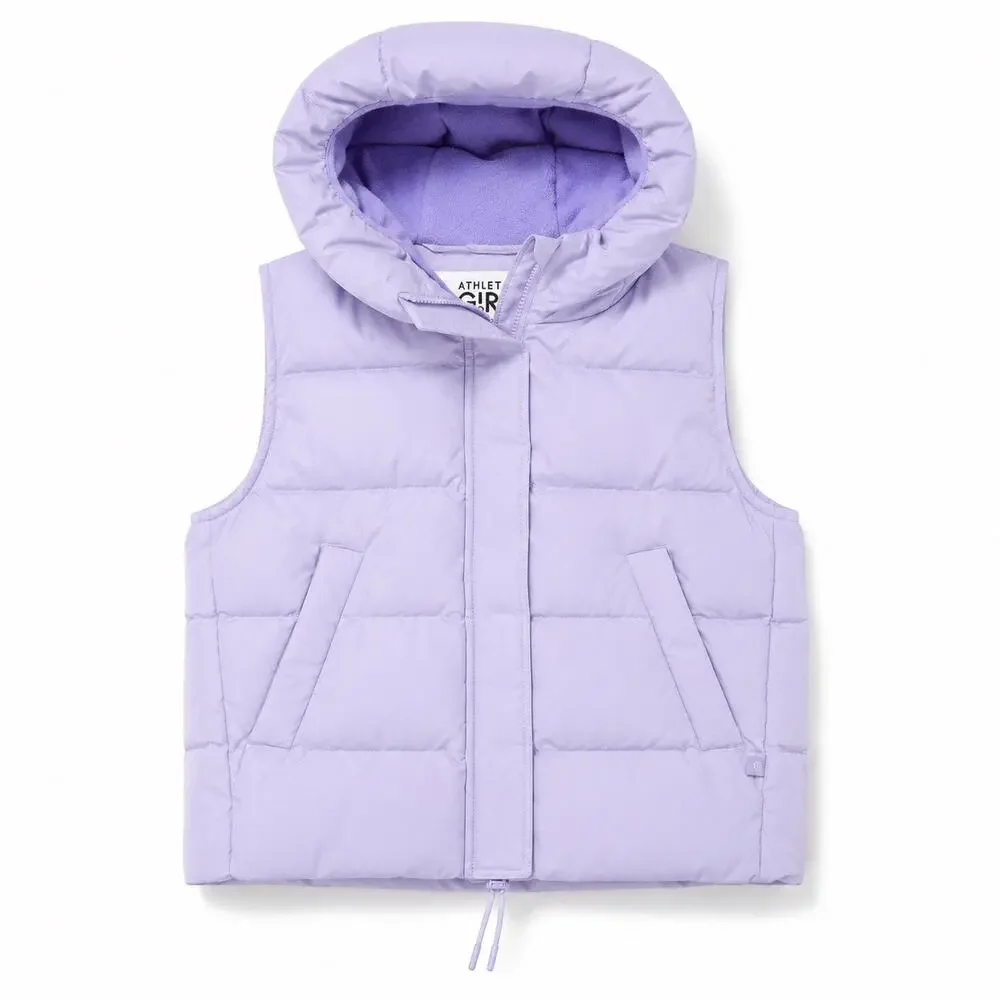 Athleta Girl Cloud Nine Hooded Down Puffer Vest Size L (12) - Picture 2 of 8